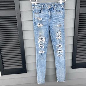 American Eagle Next Level Stretch Hi-Rise Distressed Jegging